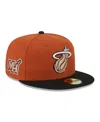 NEW ERA MEN'S NEW ERA RUST, BLACK MIAMI HEAT TWO-TONE 59FIFTY FITTED HAT