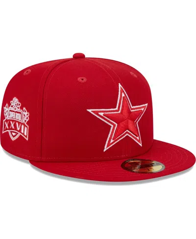 New Era Men's  Scarlet Dallas Cowboys Super Bowl Xxvii Main Patch 59fifty Fitted Hat