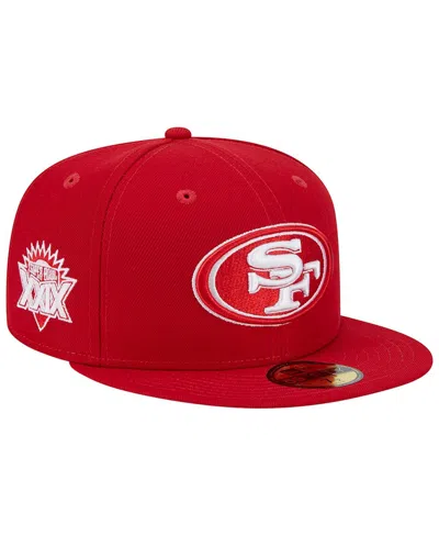 New Era Men's  Scarlet San Francisco 49ers Super Bowl Xxix Main Patch 59fifty Fitted Hat