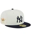 New Era Men's  Stone And Navy New York Yankees Retro 59fifty Fitted Hat In Stone,navy