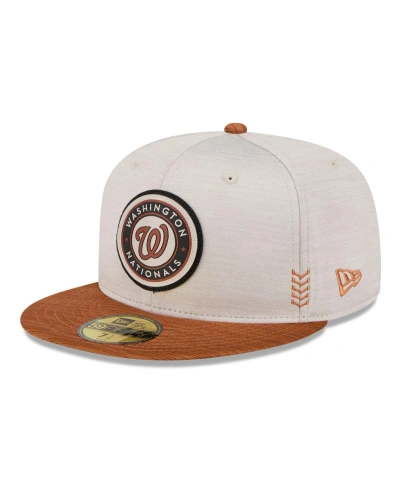 New Era Men's  Stone, Brown Washington Nationals 2024 Clubhouse 59fifty Fitted Hat In Stone,brown