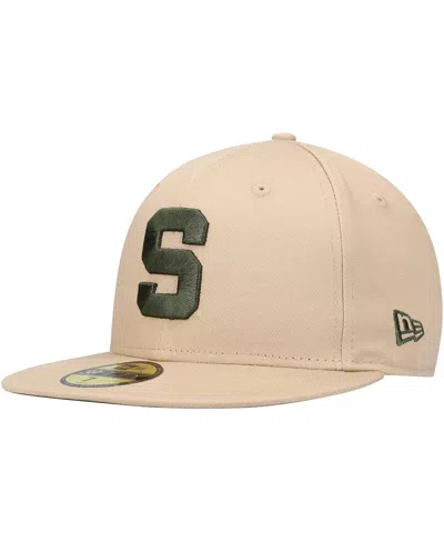 New Era Men's  Tan Michigan State Spartans Camel & Rifle 59fifty Fitted Hat