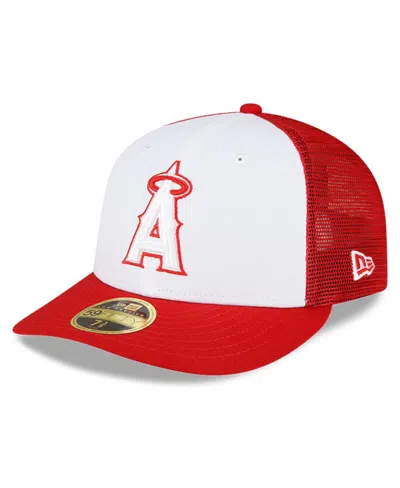 New Era Men's  White And Red Los Angeles Angels 2023 On-field Batting Practice Low Profile 59fifty Fi In White,red