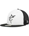 New Era Men's  White, Black Miami Marlins 2023 On-field Batting Practice 59fifty Fitted Hat In White,black