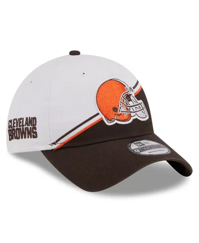New Era Men's  White, Brown Cleveland Browns 2023 Sideline 9twenty Adjustable Hat In White,brown