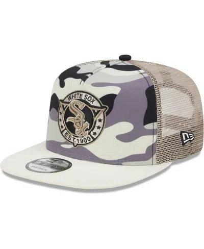 New Era Men's  White Chicago White Sox Chrome Camo A-frame 9fifty Trucker Snapback Hat