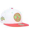 New Era Men's  White, Coral Boston Red Sox Fenway Park 100th Anniversary Strawberry Lolli 59fifty Fit In White,coral