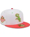 New Era Men's  White, Coral Chicago White Sox 2003 Mlb All-star Game Strawberry Lolli 59fifty Fitted In White,coral