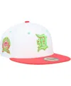 New Era Men's  White, Coral Detroit Tigers 1968 World Series Strawberry Lolli 59fifty Fitted Hat In White,coral