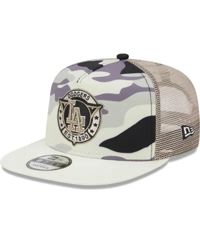 New Era Men's  White Los Angeles Dodgers Chrome Camo A-frame 9fifty Trucker Snapback Hat