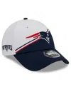 New Era Men's  White, Navy New England Patriots 2023 Sideline 9forty Adjustable Hat In White,navy