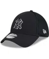 New Era Men's New York Yankees Evergreen Black White Neo 39thirty Flex Hat In Black