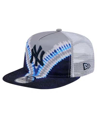 New Era Men's New York Yankees Tie-dye Golfer Trucker Adjustable Hat In Blue