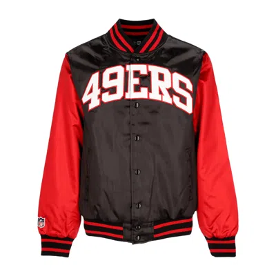 New Era Men's Nfl Satin Bomber Jacket Saf49e Black/scarlet
