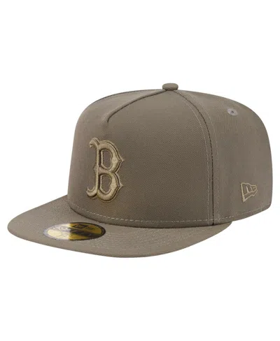New Era Men's Olive Boston Red Sox Color Pack A-frame 59fifty Fitted Hat In Green
