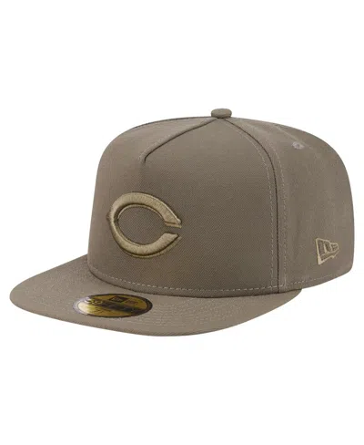 New Era Men's Olive Cincinnati Reds Color Pack A-frame 59fifty Fitted Hat In Green