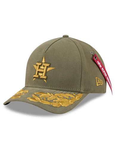 New Era Men's Olive Houston Astros A-frame 9forty Adjustable Hat In Green