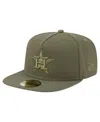 New Era Men's Olive Houston Astros Color Pack A-frame 59fifty Fitted Hat In Green