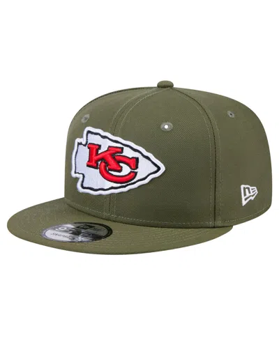 New Era Men's Olive Kansas City Chiefs Main 9fifty Snapback Hat In Green