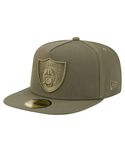 New Era Men's Olive Las Vegas Raiders Color Pack A-frame 59fifty Fitted Hat In Green