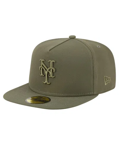 New Era Men's Olive New York Mets Color Pack A-frame 59fifty Fitted Hat In Green