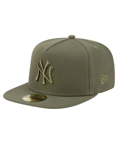 New Era Men's Olive New York Yankees Color Pack A-frame 59fifty Fitted Hat In Green
