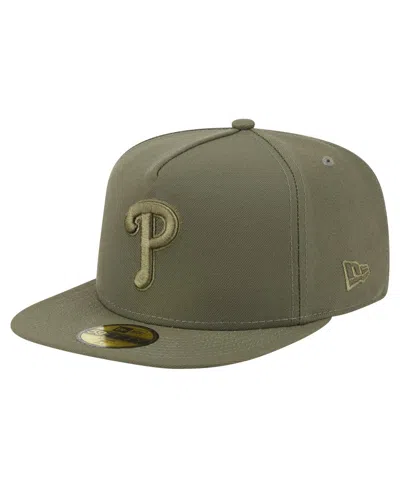 New Era Men's Olive Philadelphia Phillies Color Pack A-frame 59fifty Fitted Hat In Green
