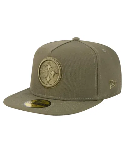 New Era Men's Olive Pittsburgh Steelers Color Pack A-frame 59fifty Fitted Hat In Green