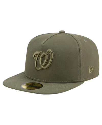 New Era Men's Olive Washington Nationals Color Pack A-frame 59fifty Fitted Hat In Green