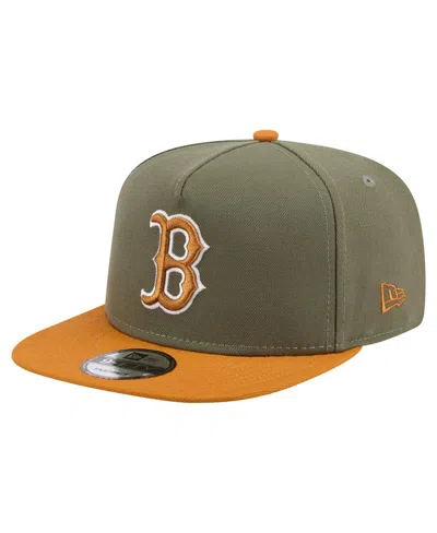 New Era Men's Olive/brown Boston Red Sox Color Pack A-frame 9fifty Snapback Hat In Multi