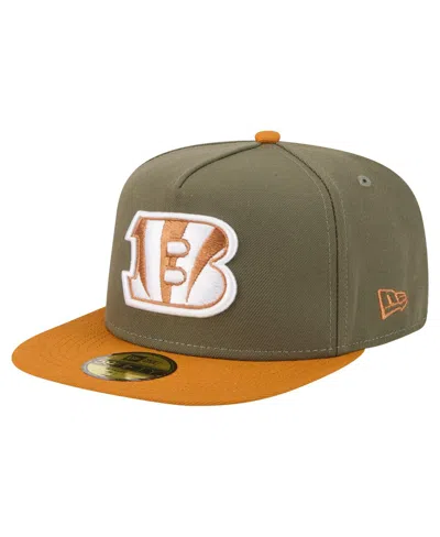 New Era Men's Olive/brown Cincinnati Bengals Color Pack A-frame 59fifty Fitted Hat In Green