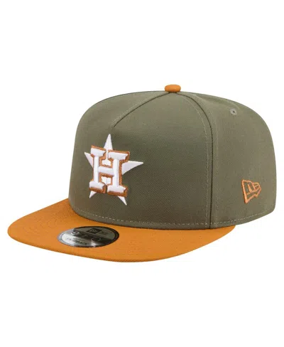 New Era Men's Olive/brown Houston Astros Color Pack A-frame 9fifty Snapback Hat In Multi