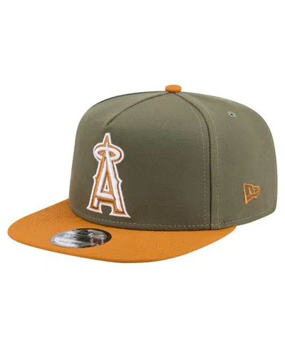 New Era Men's Olive/brown Los Angeles Angels Color Pack A-frame 9fifty Snapback Hat In Multi