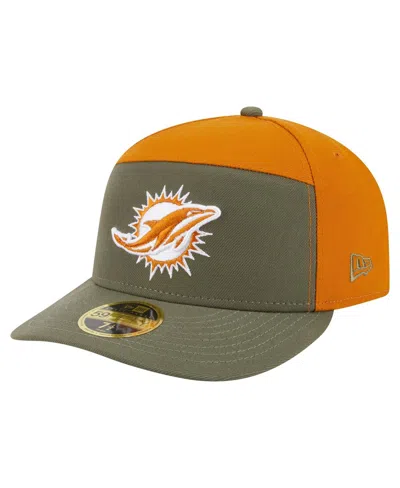 New Era Men's Olive/brown Miami Dolphins Two-tone Color Pack Split Panel 59fifty Fitted Hat In Green