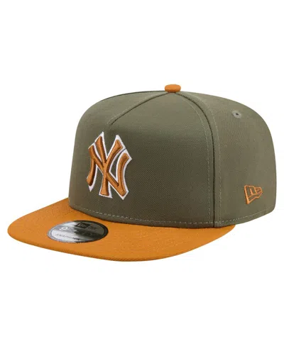 New Era Men's Olive/brown New York Yankees Color Pack A-frame 9fifty Snapback Hat In Multi