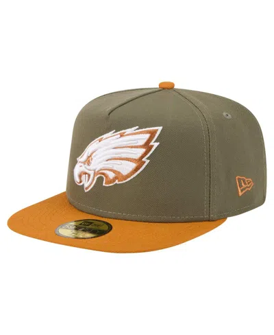New Era Men's Olive/brown Philadelphia Eagles Color Pack A-frame 59fifty Fitted Hat In Multi