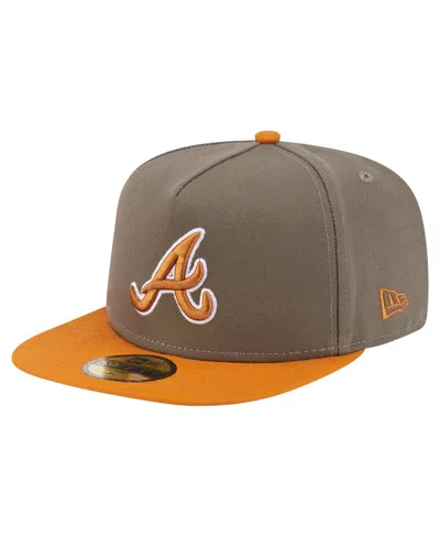 New Era Men's Olive/orange Atlanta Braves Two-tone Color Pack A-frame 59fifty Fitted Hat