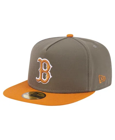 New Era Men's Olive/orange Boston Red Sox Two-tone Color Pack A-frame 59fifty Fitted Hat