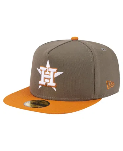 New Era Men's Olive/orange Houston Astros Two-tone Color Pack A-frame 59fifty Fitted Hat In Green