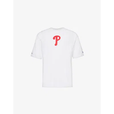 New Era Mens Optic White Letter-print Relaxed-fit Cotton-jersey T-shirt