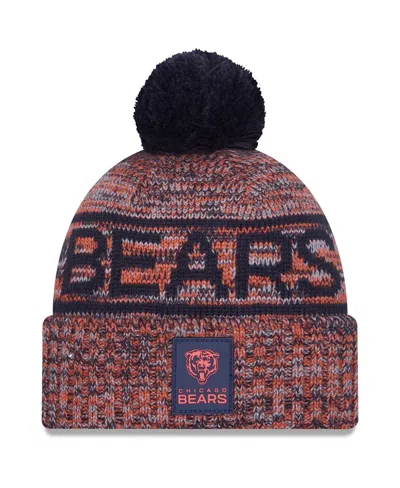 New Era Men's Orange Chicago Bears 2025 Sideline Cold Weather Cuffed Pom With Knit Hat In Pink