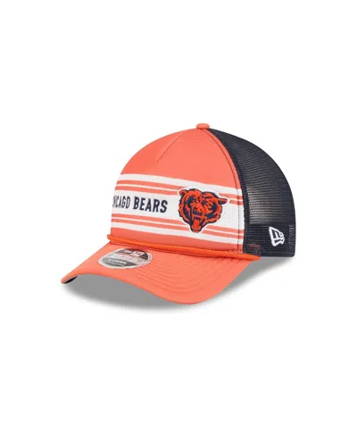 New Era Men's Orange Chicago Bears Bear Linear A-frame 9forty Adjustable Hat