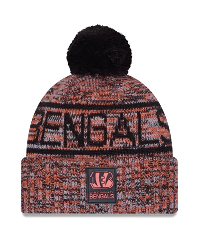 New Era Men's Orange Cincinnati Bengals 2025 Sideline Cold Weather Cuffed Pom With Knit Hat In Brown