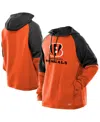 New Era Men's Orange Cincinnati Bengals Combine Authentic Color Block Raglan Pullover Hoodie In Orange
