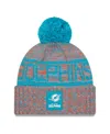 New Era Men's Orange Miami Dolphins 2025 Sideline Cold Weather Cuffed Pom With Knit Hat In Multi