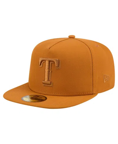 New Era Men's Orange Texas Rangers Color Pack A-frame 59fifty Fitted Hat In Gold