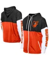 New Era Men's Orange/black Baltimore Orioles Color Block Full-zip Hoodie Windbreaker Jacket
