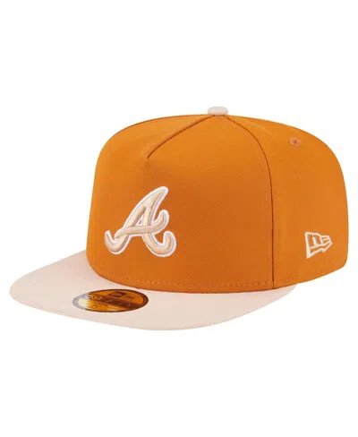 New Era Men's Orange/light Beige Atlanta Braves Two-tone Color Pack A-frame 59fifty Fitted Hat