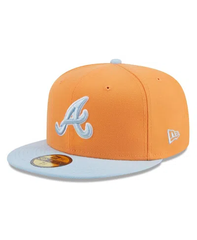 New Era Men's Orange/light Blue Atlanta Braves Spring Color Basic Two-tone 59fifty Fitted Hat In Yellow