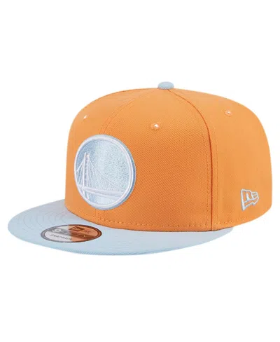 New Era Men's Orange/light Blue Golden State Warriors 2-tone Color Pack 9fifty Snapback Hat In Orange Lig